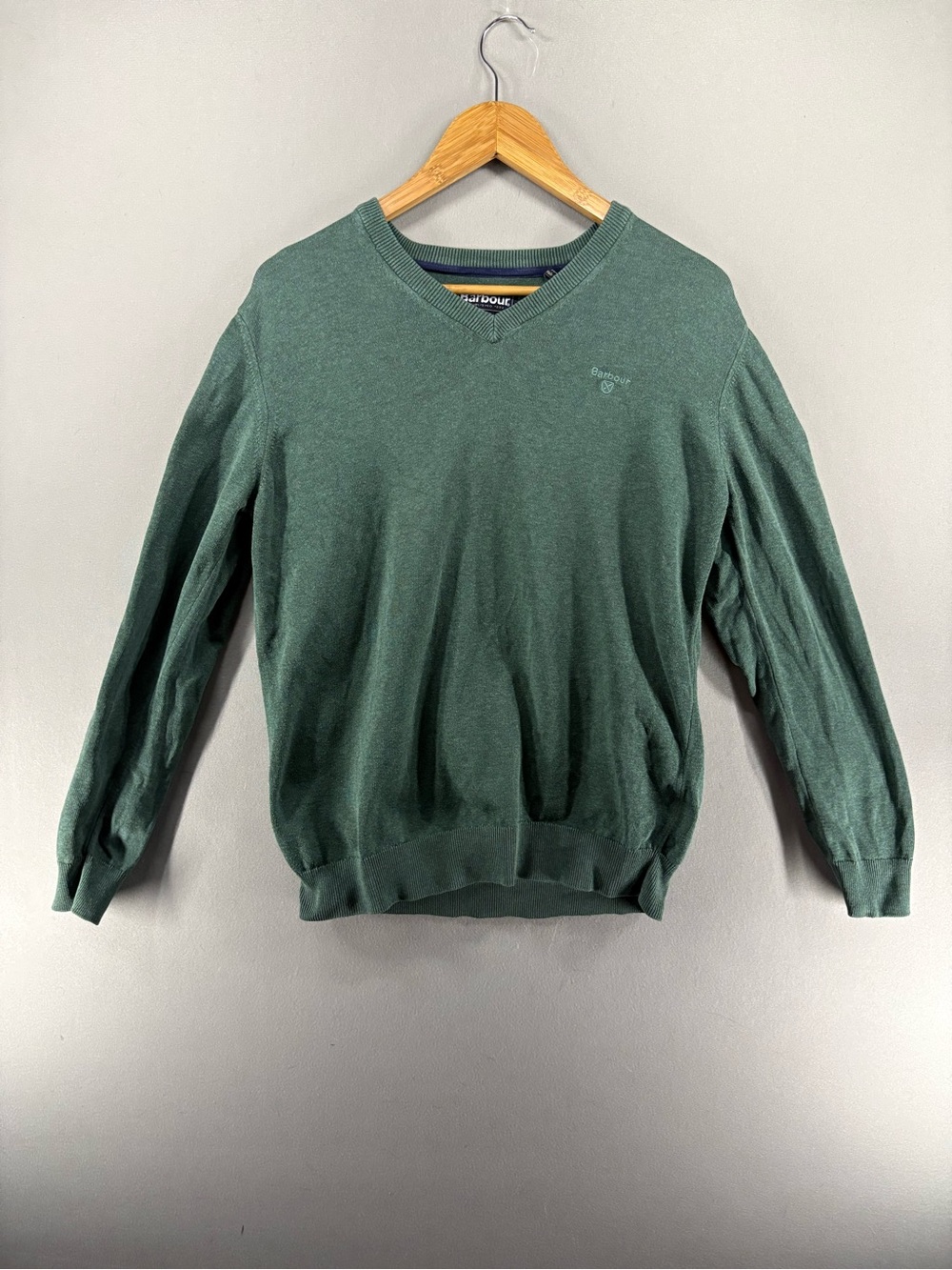 Barbour Cotton V-Neck Pullover Sweater Men's Size Medium Green